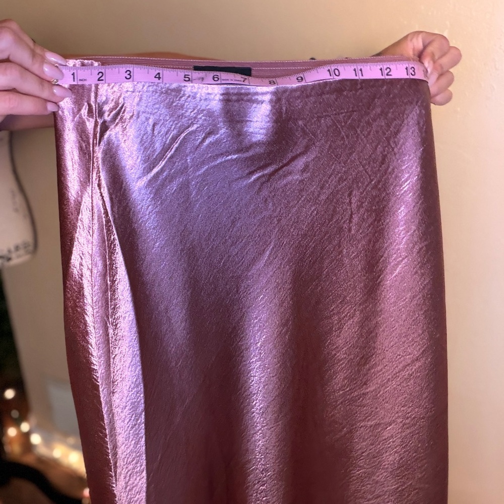 Satin Midi Skirt in Rose Bronze Metallic - Picture 3 of 5